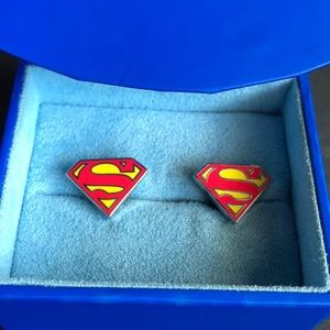 NIB Vintage Superman Logo Cuff Links Silver